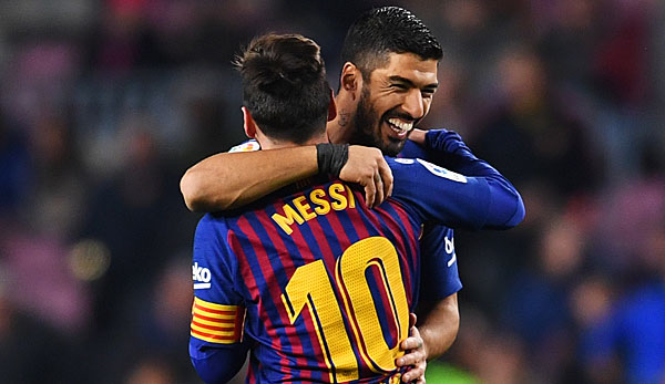 Luis Suarez und Lionel Messi treten mit Barca in Lyon an.
