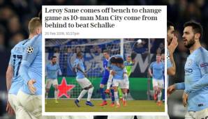 Daily Telegraph (England): "Leroy Sane kommt von der Bank, um das Spiel zu verändern, als Zehn-Mann City zurückkommt und Schalke besiegt"