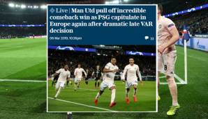 Telegraph (England): "Manchester United legt ein unglaubliches Comeback hin, während PSG einmal mehr in Europa kapituliert."