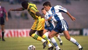 1995/96 – FC Nantes: Die Franzosen um Claude Makelele straucheln in der Liga, spielen aber eine tolle CL-Saison. In der Gruppenphase setzt sich der französische Meister gegen den Favoriten aus Porto durch und geht als Zweiter in die K.o.-Phase.