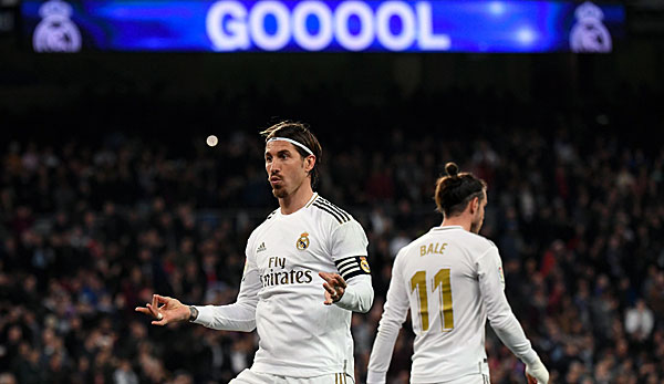Real Madrid um Sergio Ramos empfangen im Achtelfinal-Hinspiel Manchester City im Santiago Bernabeu in Madrid.