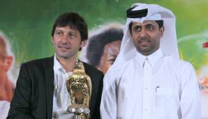 Rückblick: Im Mai 2011 fing QSI an, sukzessive die Anteile des Klubs aufzukaufen, der vorige Besitzer war der Fernsehsender Canal+. Unter dem neuen Vereinspräsidenten Nasser Al-Khelaifi (rechts) pumpte Katar hunderte Millionen Euro in den Klub.