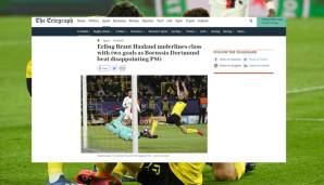 The Telegraph (England): "Erling Braut Haaland unterstreicht seine Klasse mit zwei Toren während der BVB ein enttäuschendes PSG schlägt."
