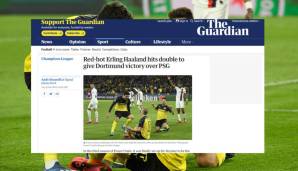 The Guardian (England): "Heißgelaufener Haaland trifft doppelt und beschert Dortmund den Sieg über PSG."