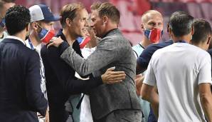 Gerieten während des CL-Halbfinals zwischen PSG und RB Leipzig aneinander: Thomas Tuchel und Julian Nagelsmann.
