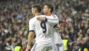 Platz 8: CRISTIANO RONALDO (12) und KARIM BENZEMA (5) - 17 Tore für Real Madrid in der Saison 2012/13.