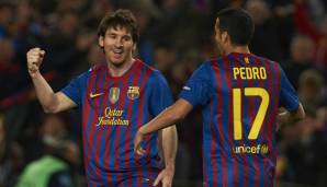Platz 7: LIONEL MESSI (14) und PEDRO (4) - 18 Tore für den FC Barcelona in der Saison 2011/12.