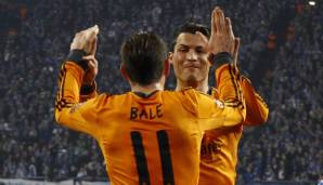 Platz 2: CRISTIANO RONALDO (17) und GARETH BALE (6) - 23 Tore für Real Madrid in der Saison 2013/14.