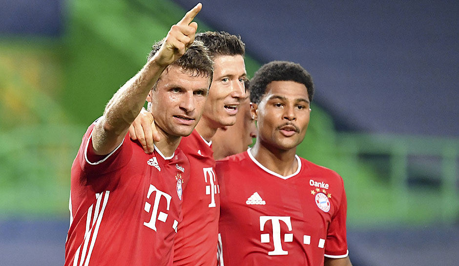 43 Tore erzielte der FC Bayern auf dem Weg zum Champions-League-Titel 2019/20. Die meisten davon erzielten Robert Lewandowski, Thomas Müller und Serge Gnabry. Wir zeigen die erfolgreichsten Torjäger-Trios in einer CL-Saison.