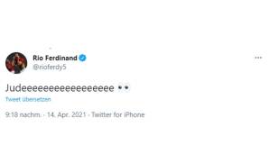 Rio Ferdinand (ehemaliger Weltklasse-Verteidiger und TV-Experte) als Reaktion auf das traumhafte 1:0 von Jude Bellingham gegen ManCity.