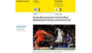 ENGLAND - Guardian: "Der Hattrick von Karim Benzema für Real Madrid bringt Chelsea an den Rand des Abgrunds. Manchmal sind die Alten die Besten. Am Ende fühlte sich die Vorstellung, dass Chelsea Real Madrid umhauen würde, völlig absurd an."