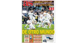 AS: "Das finale Wunder. Madrid geht mit einem Tor in der letzten Minute und einem weiteren in der Nachspielzeit in die Verlängerung und schaltet dort City aus. Die Los Blancos erreichen nach einem weiteren historischen Spiel Paris."