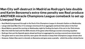 Daily Mail: "Man City zerstört sich selbst in Madrid."