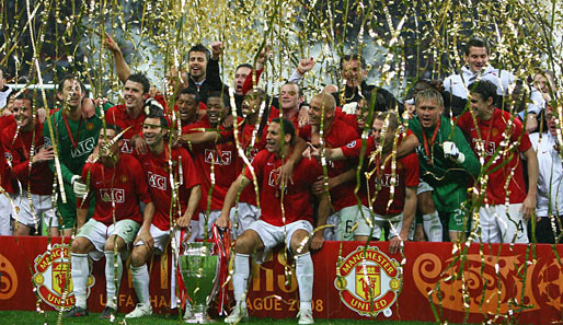 Finale 2008 in Moskau: Manchester United feiert seinen zweiten Titel in der Champions League