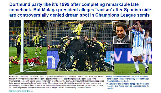 "Daily Mail" aus England erinnert das BVB-Comeback an das CL-Finale 1999