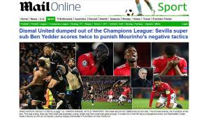 Die Daily Mail rechnet mit den taktischen Mängeln von Trainer Mourinho ab. Ein uninspirierter, zu vorsichtiger Auftritt der Red Devils habe zu einer Demütigung vor den eigenen Fans geführt.