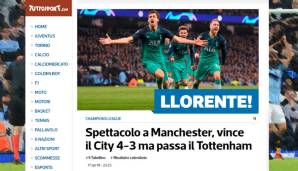 Tuttosport: Die Turiner Lokalzeitschrift feiert den Ex-Juventino. Llorente besorgt in einem Spektakel in Manchester den Siegtreffer.