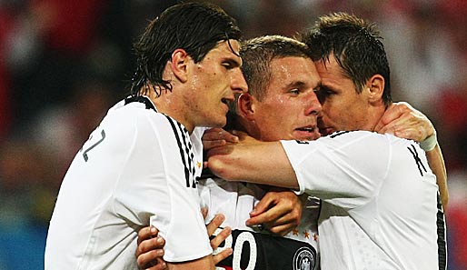 Sie sind im DFB-Team gesetzt: Mario Gomez, Lukas Podolski und Miroslav Klose (v.l.)