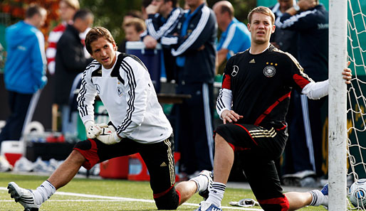 Rene Adler (l.) wird gegen Russland sein sechstes Länderspiel für Deutschland bestreiten
