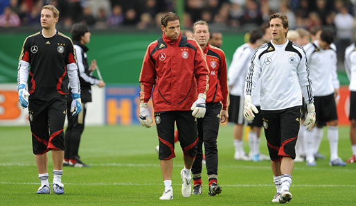 Rene Adler (r.) hat das Rennen um das DFB-Tor vor Tim Wiese (M.) und Manuel Neuer (l.) gemacht