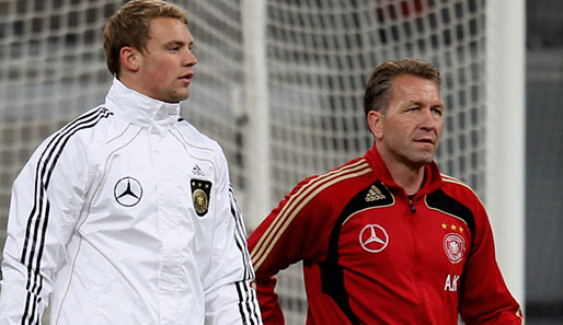 Andreas Köpke (r.) mit seiner neuen Nummer eins Manuel Neuer