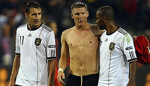 Bastian Schweinsteiger (M.) und vor allem Miroslav Klose (l.) zeigten gegen Belgien starke Leistungen