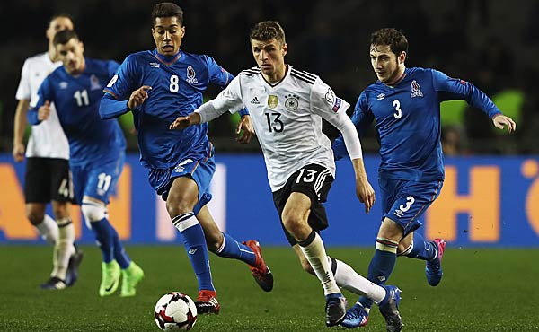 Im vergangenen März setzte sich die deutsche Mannschaft um Thomas Müller mit 4:1 gegen Aserbaidschan durch