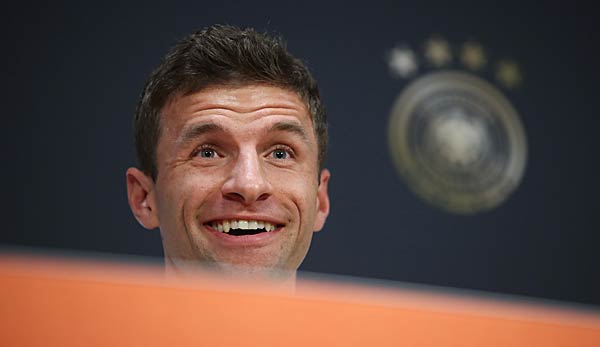 Thomas Müller sprach vor dem Spiel gegen die Niederlande.