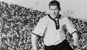 Platz 11: HELMUT RAHN - 17 Tore nach 30 Länderspielen. Zu seiner Zeit einer der torgefährlichsten Rechtsaußen der Welt. Im WM-Finale 1954 erzielte er beim 3:2-Sieg gegen Ungarn einen Doppelpack. Er spielte neun Jahre für Deutschland (bis 1960).