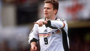 Platz 7: OLIVER BIERHOFF - 20 Tore nach 30 Länderspielen. Der aktuelle DFB-Manager erzielte 37 Tore in 70 Länderspielen. Unvergessen bleibt sein Golden Goal bei der EM 1996 im Finale gegen Tschechien.