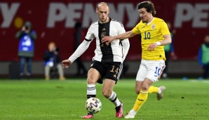 Debüt beim DFB: Am 28. März 2023 kam Henning Matriciani gegen Rumänien zum ersten Einsatz in der U21.