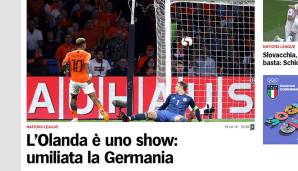 Corriere dello Sport (Italien): "Deutschland wird gedemütigt. Van Dijk, Depay und Wijnaldum stürzen sich auf Löw."