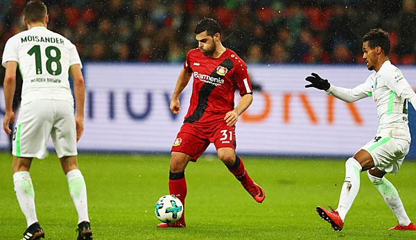 In der Hinrunde der Bundesliga setzte sich die Werkself mit 1:0 gegen Bremen durch.