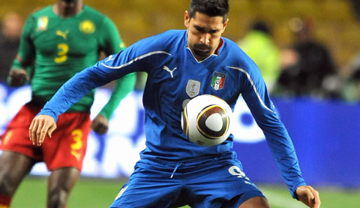 Marco Borriello hat bislang fünf Länderspiele für die italienische Nationalmannschaft absolviert