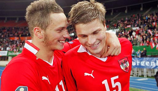 Marko Arnautovic und Sebastian Prödl hatten im Quali-Spiel gegen Aserbaidschan viel zu lachen