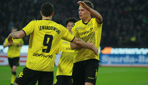 Die Dortmunder Lewandowski und Piszczek (r.) wollen auch bei der Heim-EM gemeinsam jubeln