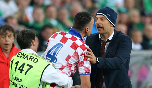 Beim Spiel Kroatien - Irland stürmte ein Fan das Spielfeld und küsste Slaven Bilic