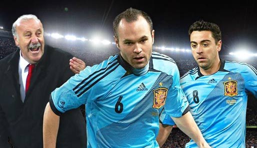 Topfavorit auf den EM-Titel: Spanien mit Trainer Del Bosque und dem genialen Duo Iniesta und Xavi