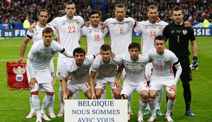 Die russische Auswahl vor dem Testspiel gegen Frankreich im März 2016