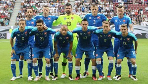 Die slowakische Nationalmannschaft vor dem Testspiel gegen Deutschland im Mai 2016