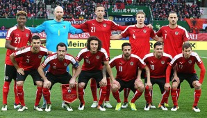 Die österreichische Nationalmannschaft vor dem Freundschaftsspiel gegen Albanien im März 2016
