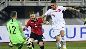 Die Türkei gewann das Hinspiel gegen Albanien mit 2:0.