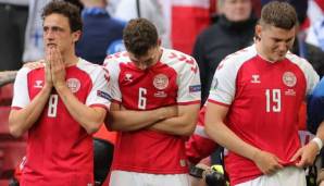 Die dänischen Spieler waren während des Auftaktspiels gegen Finnland in großer Sorge um Christian Eriksen.