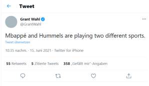 "Mbappé und Hummels spielen zwei verschiedene Sportarten." Grant Wahl (leitender Autor für "Sports Illustrated" und Korrespondent für "Fox Sports").