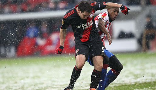 Mit seinem vierten Europa-League-Treffer erzielte Patrick Helmes die Führung für Bayer Leverkusen