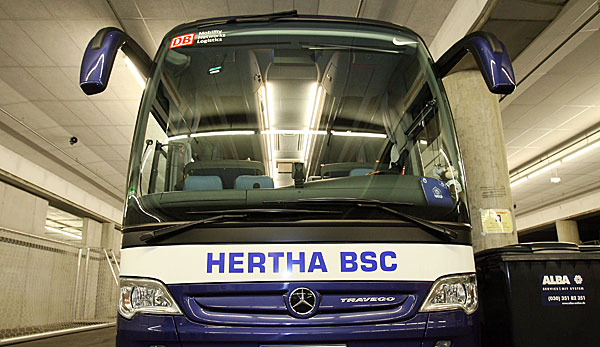 Der beschädigte Teambus der Hertha befindet sich in Reperatur