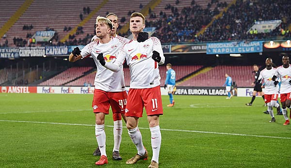 RB Leipzig siegte im Hinspiel in Neapel mit 3:1.