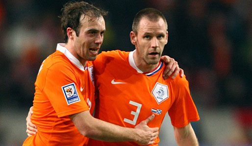 Kurz vor seinem Jubiläum: Joris Mathijsen (l.) hat 49 Länderspiele für die Niederlande bestritten