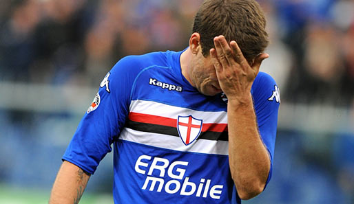 Antonio Cassano gewann mit Sampdoria Genua nur eins der letzten fünf Serie-A-Spiele