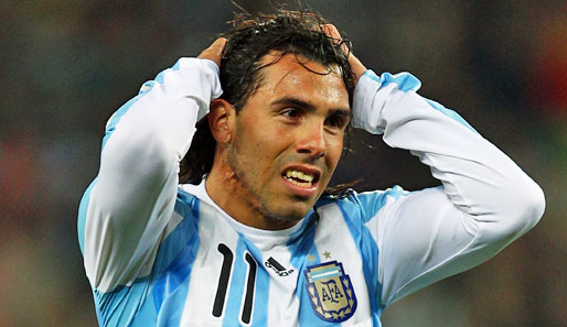 Carlos Tevez scheiterte bei der WM 2010 mit Argentinien im Viertelfinale an der DFB-Elf